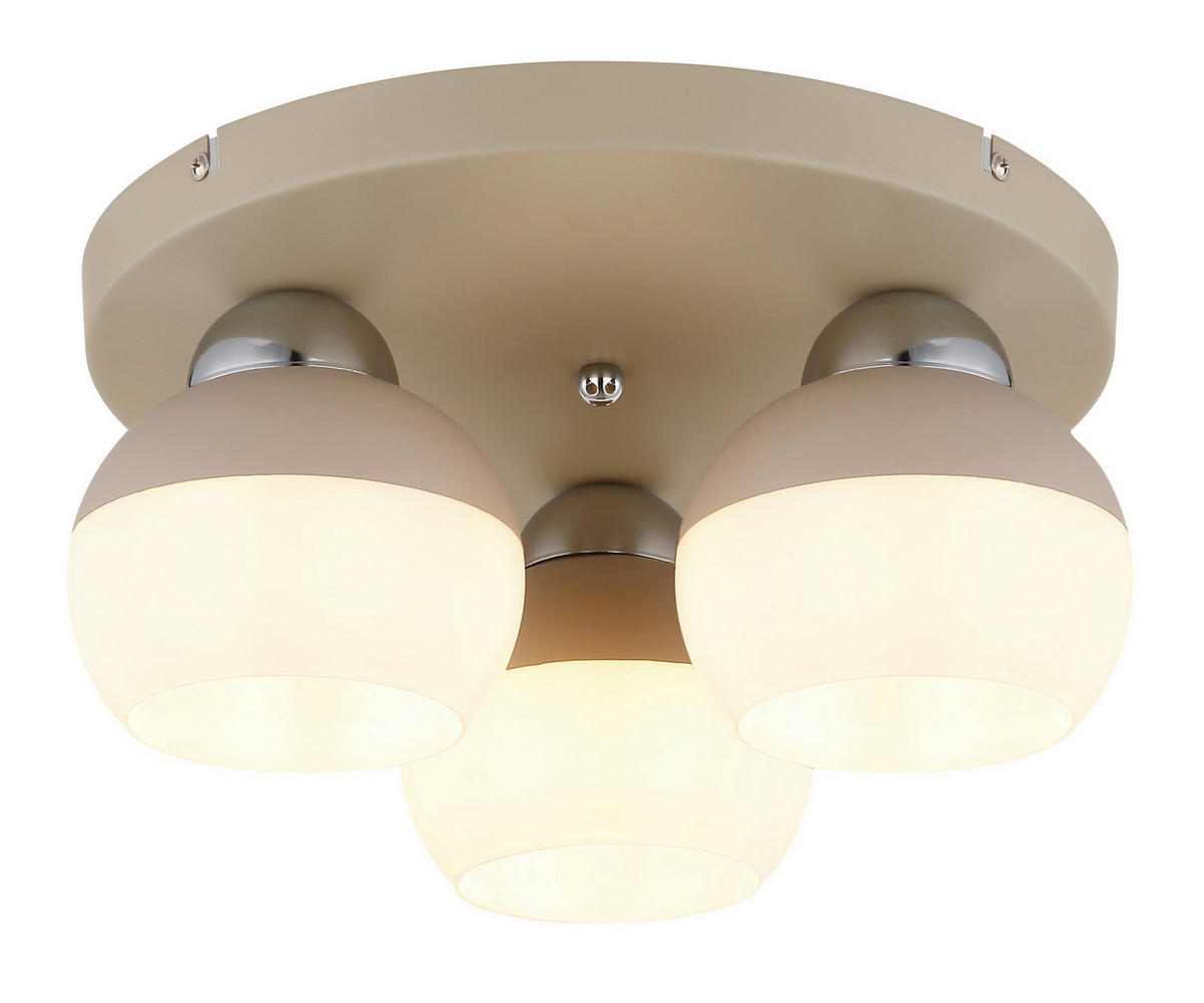 DECKENLEUCHTE  31,5/15,5 cm    - Sandfarben/Opal, Design, Glas/Metall (31,5/15,5cm) - Globo