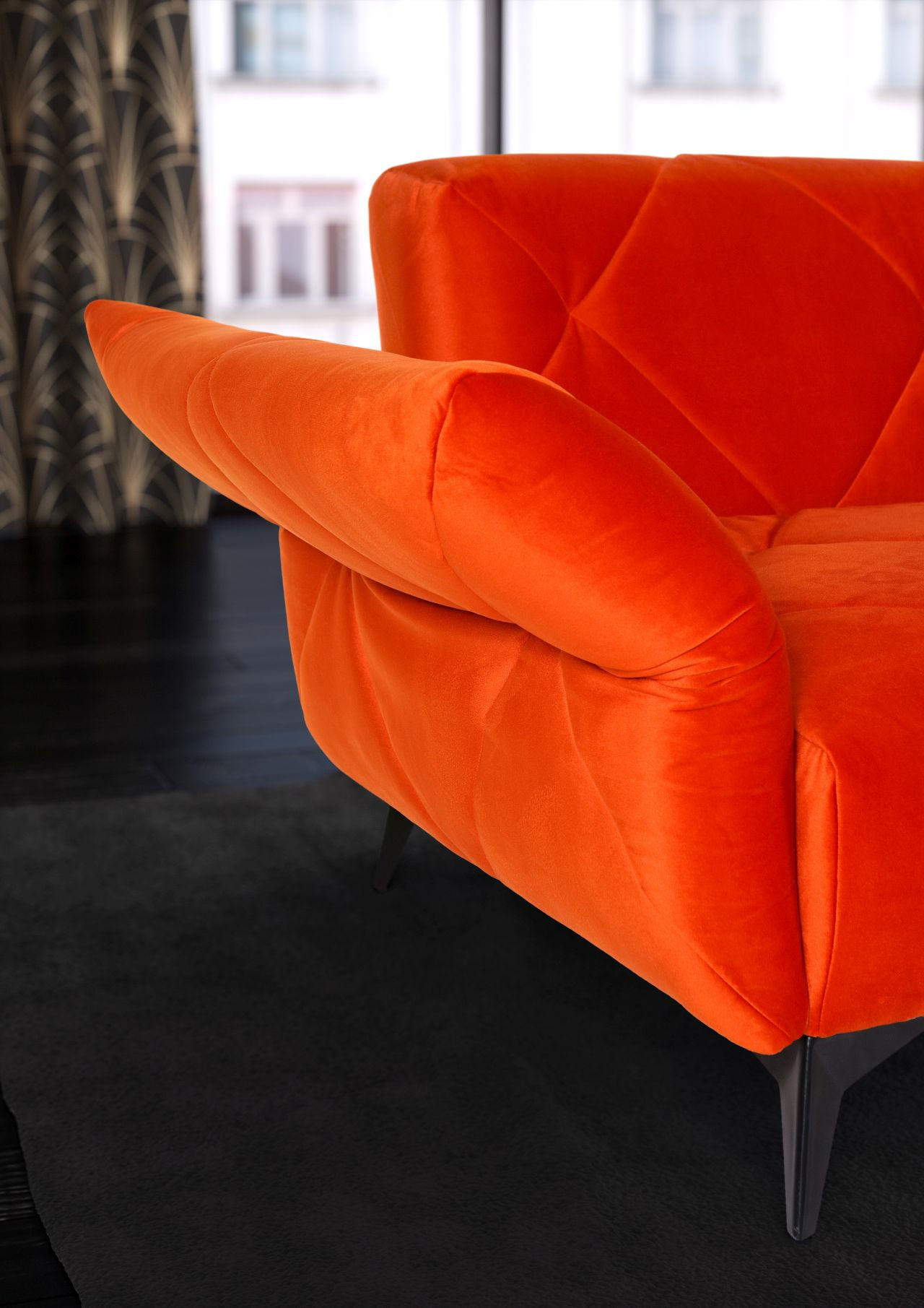 MEGA SOFA narandžasta, crna  - crna/narandžasta, Dizajnerski, tekstil/metal (260/300/80/46/130cm) - Ambia Home