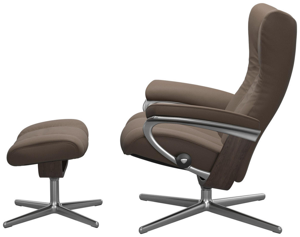 RELAXSESSELSET Echtleder    - Wengefarben/Alufarben, Design, Leder/Holz (84/103/72cm) - Stressless