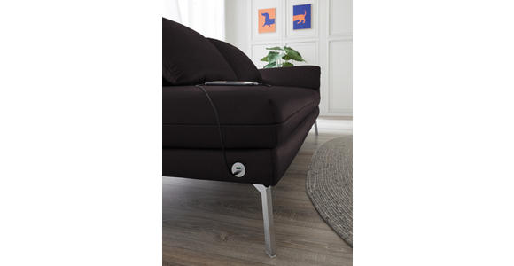 RÉCAMIERE in Echtleder Dunkelbraun - Chromfarben/Dunkelbraun, Design, Leder/Metall (209/85-109/95-16cm) - Dieter Knoll