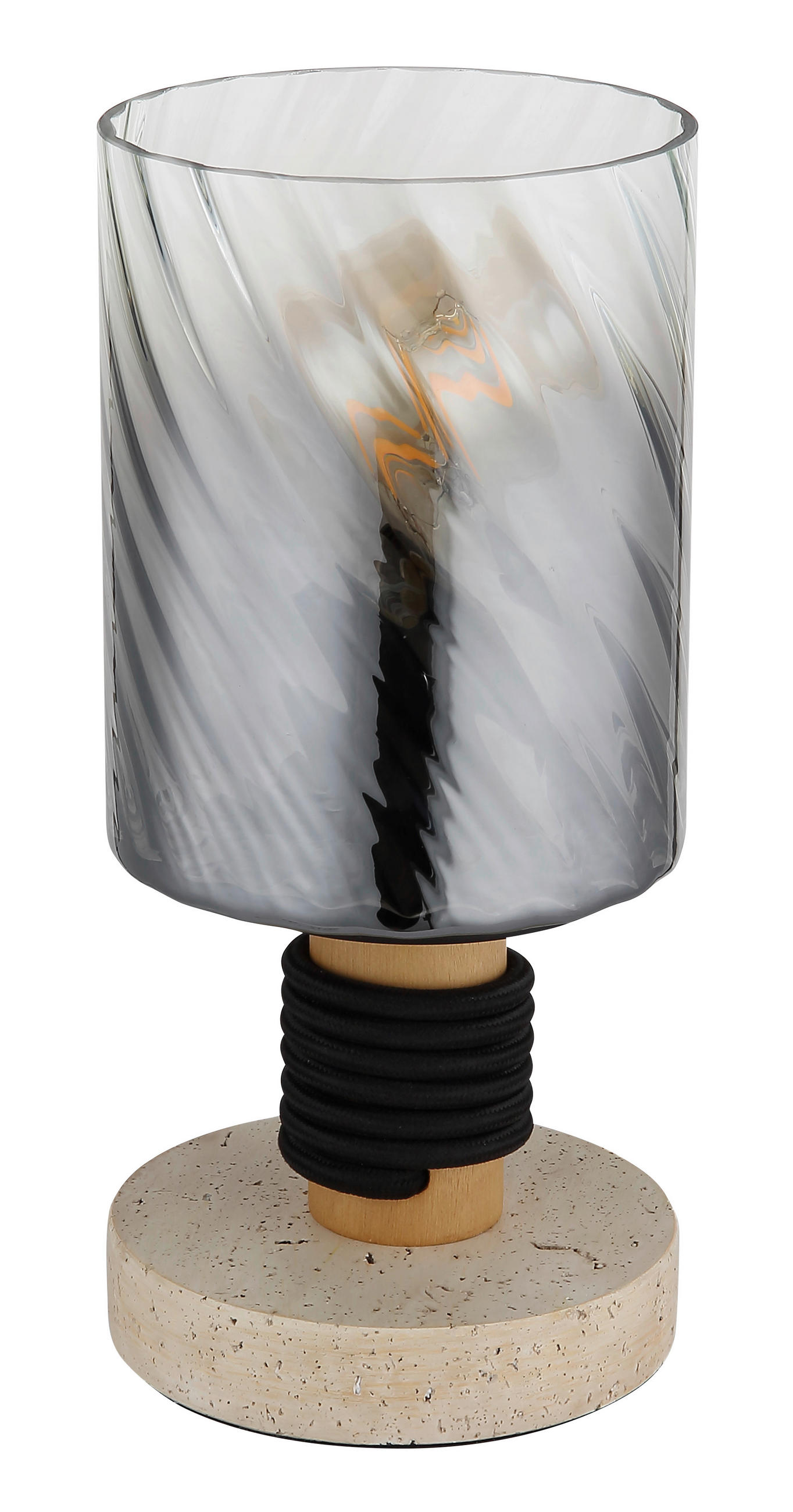 TISCHLEUCHTE OSBORNE 12/25,4 cm   - Klar/Schwarz, Design, Glas/Holz (12/25,4cm) - Globo