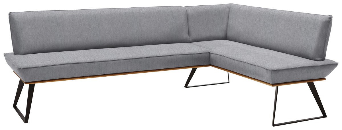 ECKBANK in Holz, Metall, Textil Grau, Schwarz, Eichefarben  - Eichefarben/Schwarz, Design, Holz/Textil (243/183cm) - Voleo