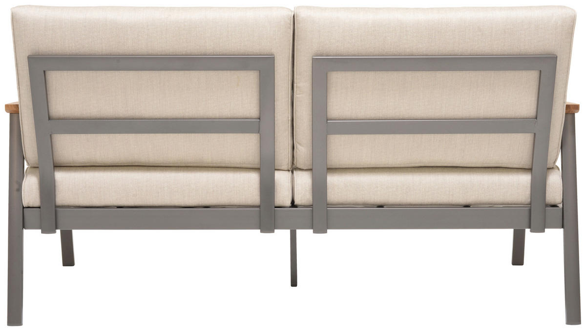 2,5-SITZER Flachgewebe Hellgrau, Dunkelgrau, Teakfarben  - Blau/Dunkelgrau, Design, Holz/Textil (161/75,5/82cm) - Modante