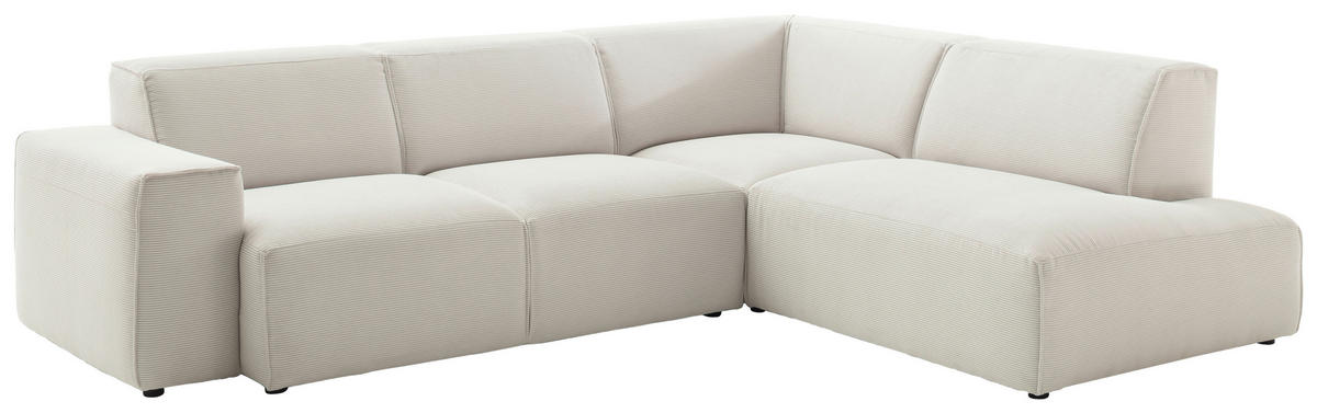 ECKSOFA Weiß Cord  - Schwarz/Weiß, Design, Kunststoff/Textil (270/210cm) - Pure Home Lifestyle