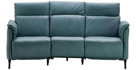 TRAPEZSOFA in Echtleder Graublau  - Graublau/Schwarz, KONVENTIONELL, Leder/Metall (221/103/95cm) - Dieter Knoll