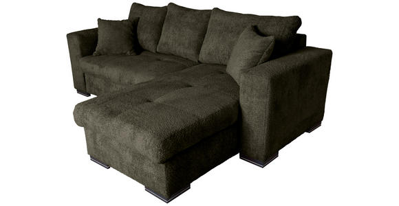 ECKSOFA Dunkelgrün Webstoff  - Dunkelgrün/Braun, KONVENTIONELL, Holz/Textil (170/235cm) - Carryhome
