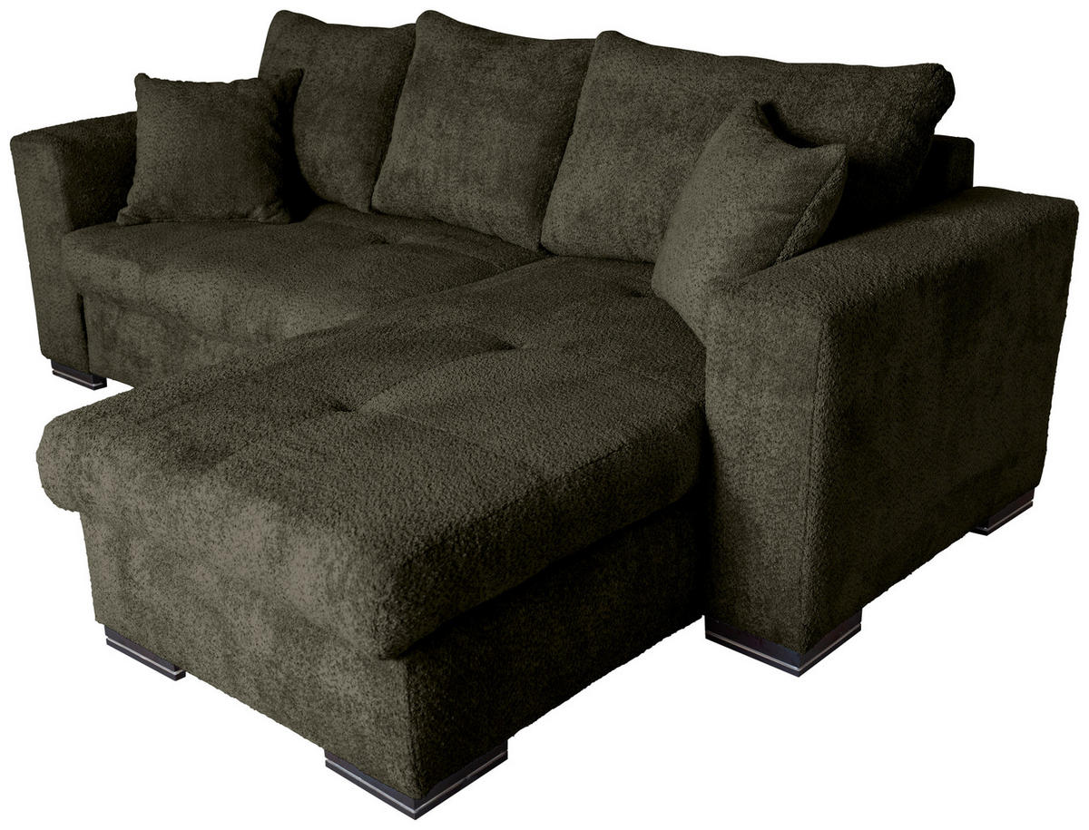 ECKSOFA Dunkelgrün Webstoff  - Dunkelgrün/Braun, KONVENTIONELL, Holz/Textil (170/235cm) - Carryhome