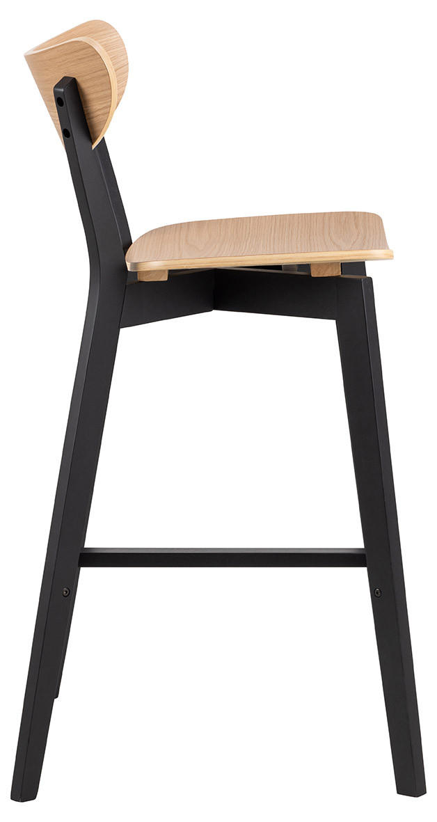 BARSKA STOLICA  crna, boje hrasta  drvo      - boje hrasta/crna, Moderno, drvo (45/105/49cm) - MID.YOU