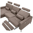 ECKSOFA  in Mikrofaser Taupe Rückenkissen, Nierenkissen, Rücken echt, Relaxfunktion, Kopfstütze  180/302 cm  - Taupe/Schwarz, KONVENTIONELL, Textil/Metall (180/302cm) - Carryhome