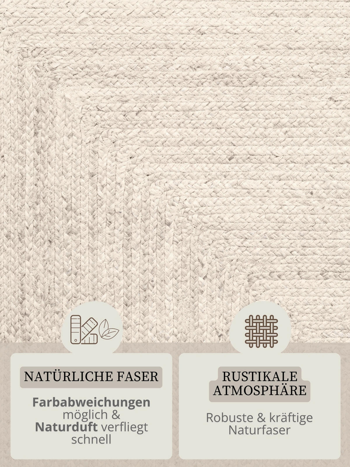 JUTETEPPICH 200/300 cm Juno Weiß rechteckig  - Weiß, Natur, Textil (200/300cm) - Hanse Home