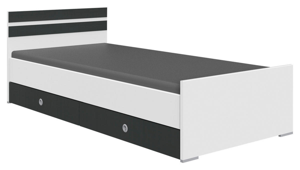 BETTKASTENSET  in Graphitfarben, Weiss  - Weiss/Graphitfarben, Konventionell, Holzwerkstoff (100/16/60cm) - Carryhome