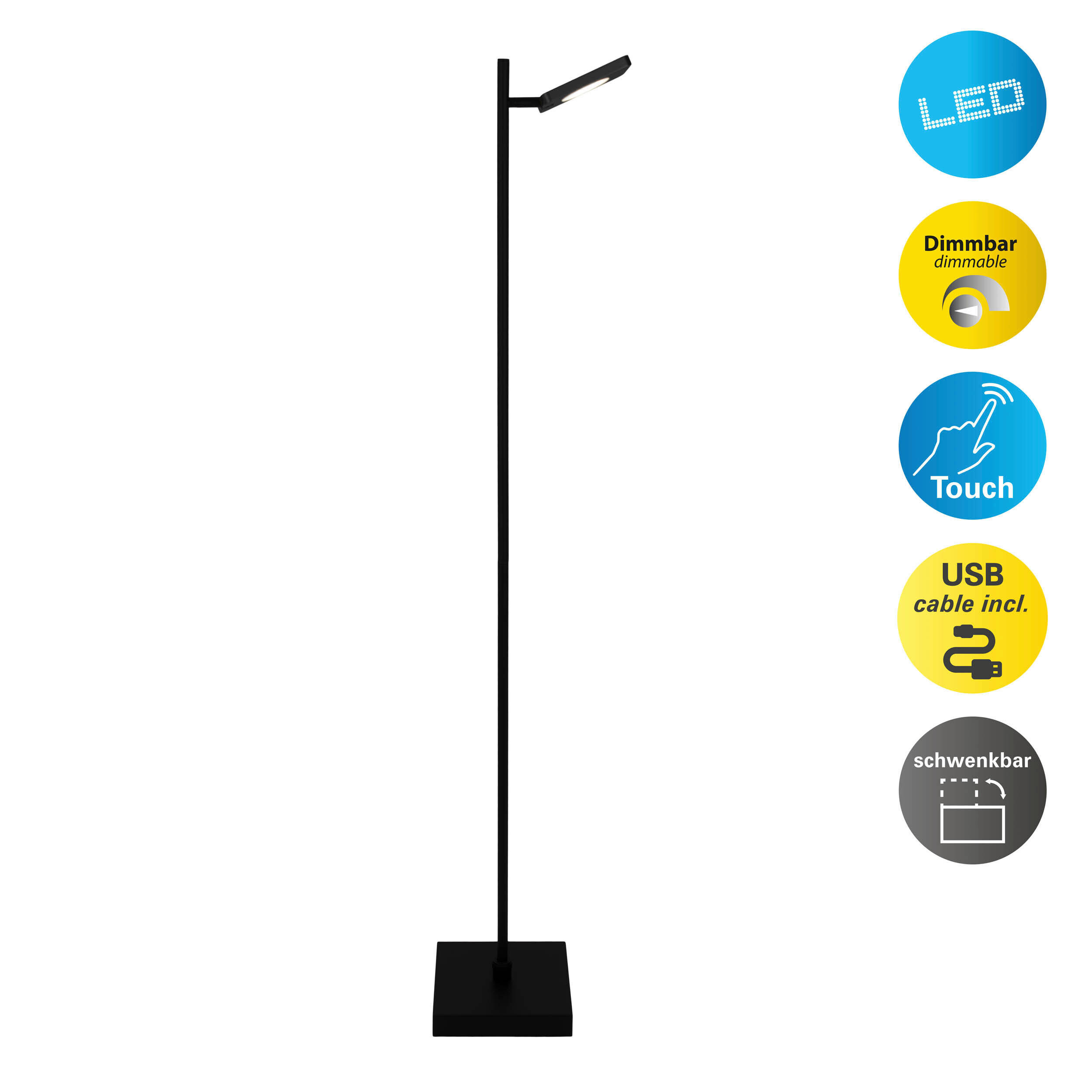 LED-STEHLEUCHTE LUPA 27/20/135 cm   - Schwarz, Design, Metall (27/20/135cm) - Näve