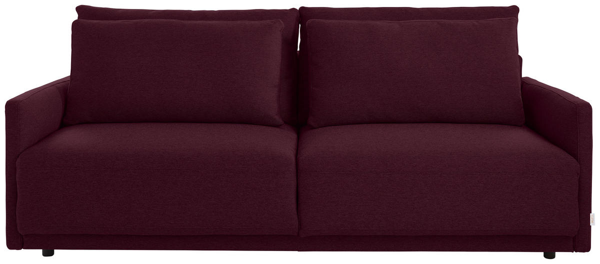 SCHLAFSOFA in Webstoff Weinrot  - Weinrot/Schwarz, Design, Kunststoff/Textil (217/95/110cm) - Livetastic