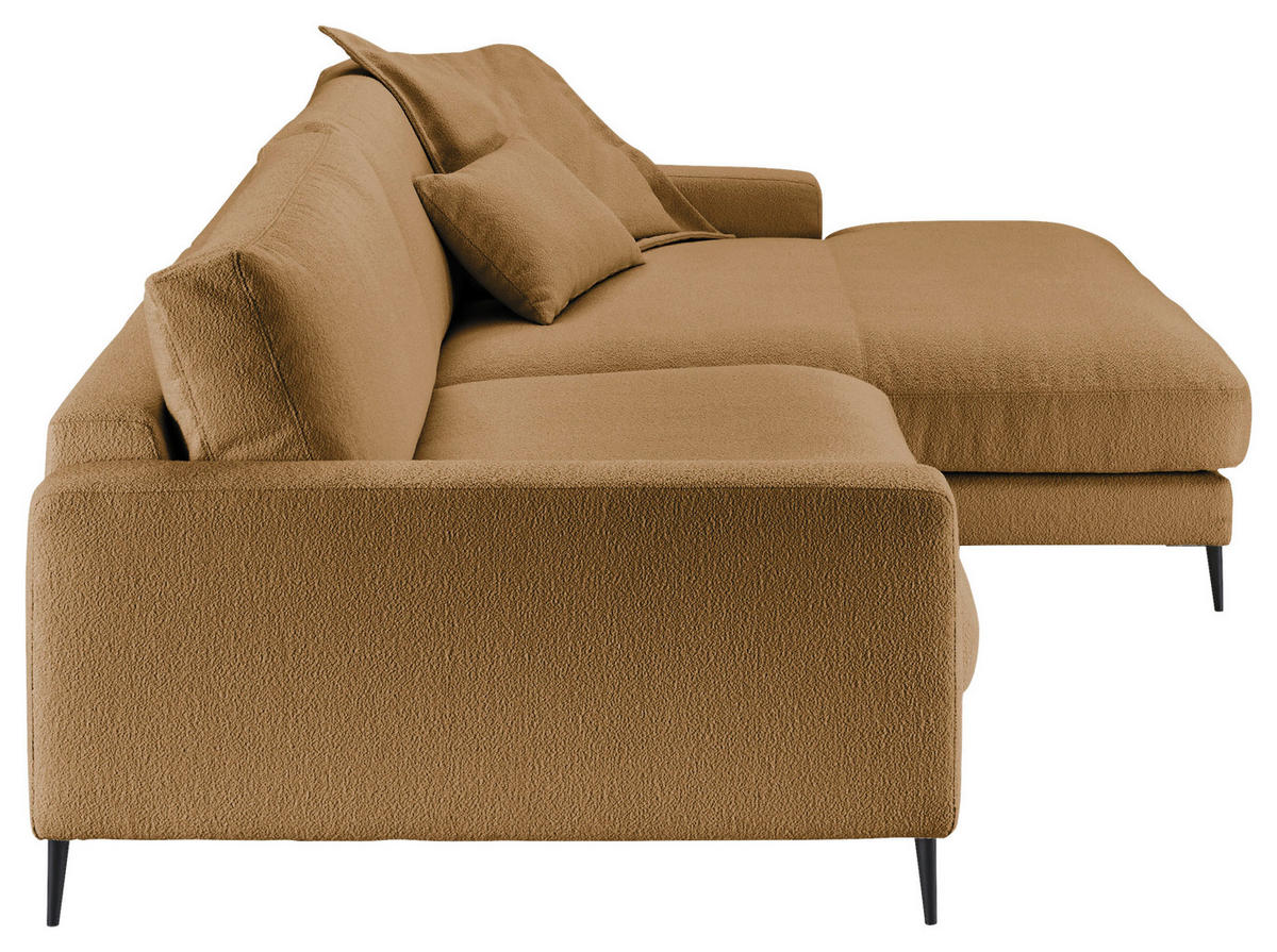 ECKSOFA in Flachgewebe Currygelb  - Currygelb/Schwarz, Design, Textil/Metall (272/190cm) - Lomoco