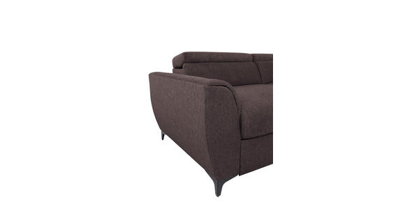 ECKSOFA Dunkelbraun Velours Bettkasten, Schlaffunktion, Rücken echt, Kopfteilverstellung, Liegefläche im Originalstoff  - Dunkelbraun/Schwarz, KONVENTIONELL, Textil/Metall (255/217cm) - Carryhome