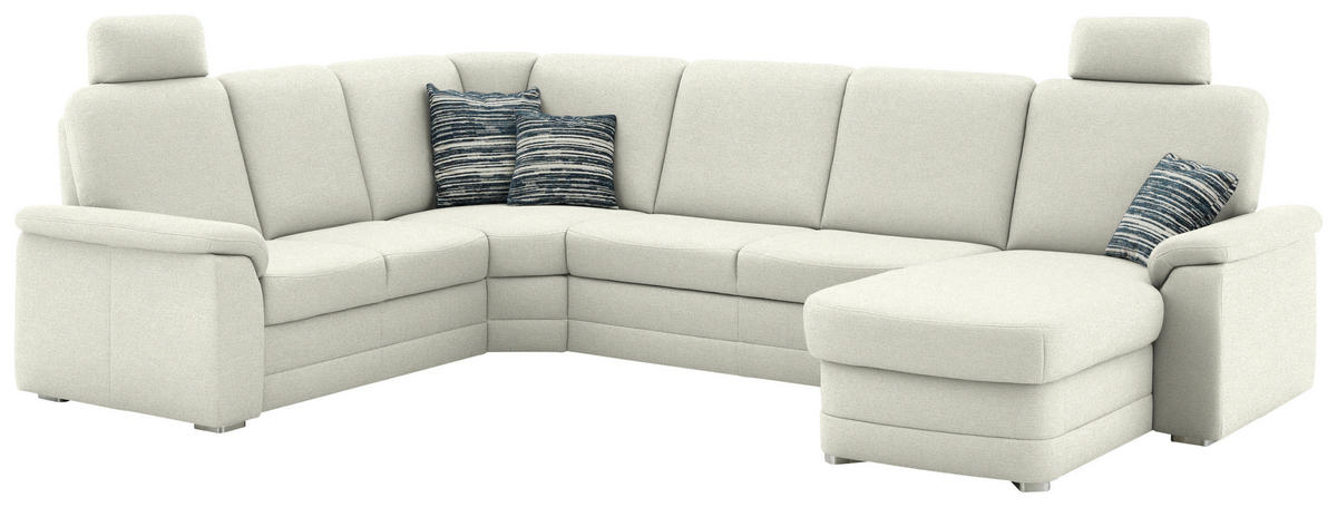 WOHNLANDSCHAFT  in Chenille Creme  - Creme/Alufarben, KONVENTIONELL, Holz/Textil (235/329/160cm) - Beldomo Comfort