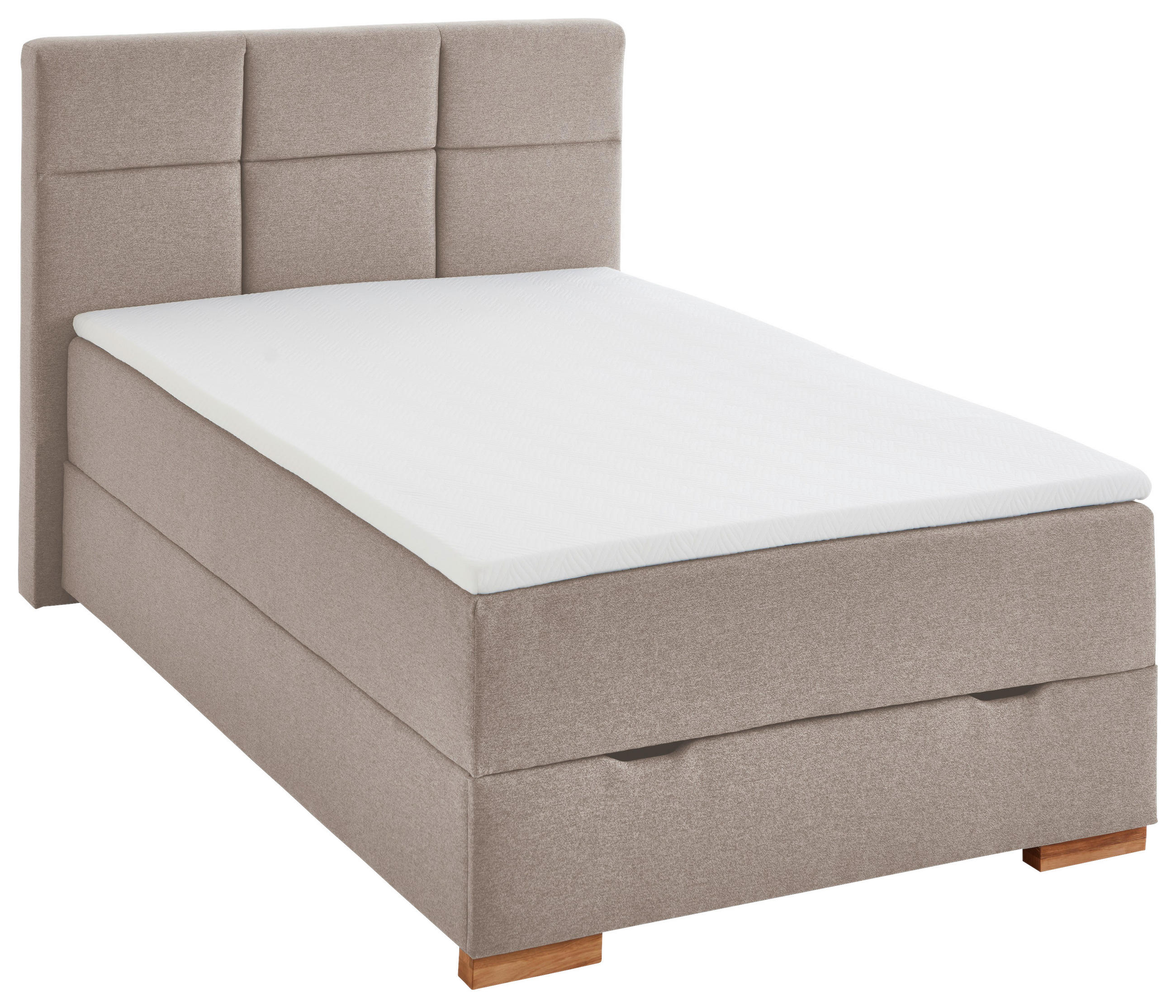 BOXSPRINGBETT 120/200 cm,  in Taupe  - Taupe/Eichefarben, Basics, Holz/Textil (120/200cm) - home24