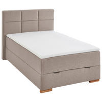 BOXSPRINGBETT 120/200 cm,  in Taupe  - Taupe/Eichefarben, Basics, Holz/Textil (120/200cm) - home24