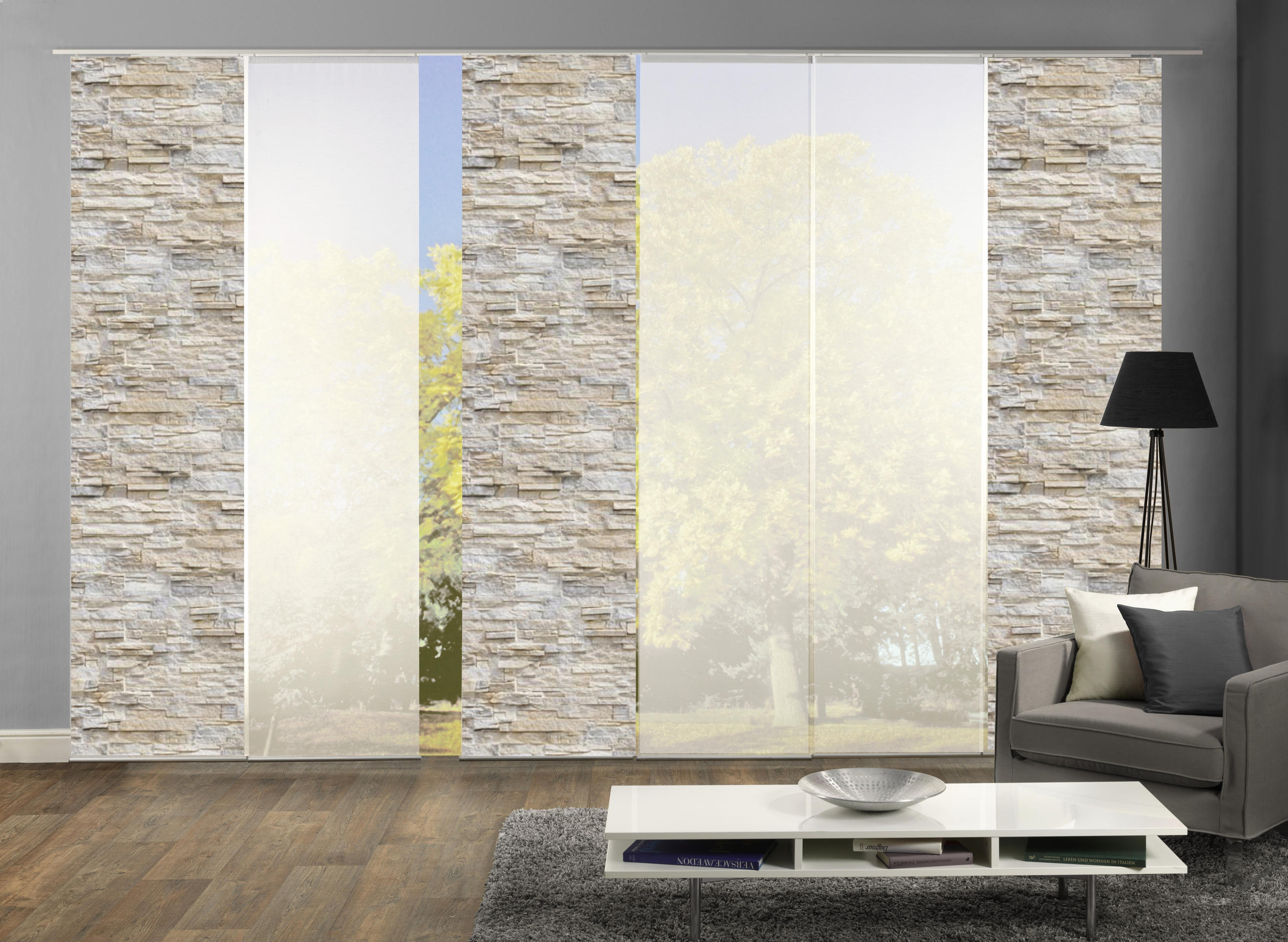 FLÄCHENVORHANG  6 Stück  halbtransparent   60/245 cm  - Naturfarben, Design, Textil (60/245cm)