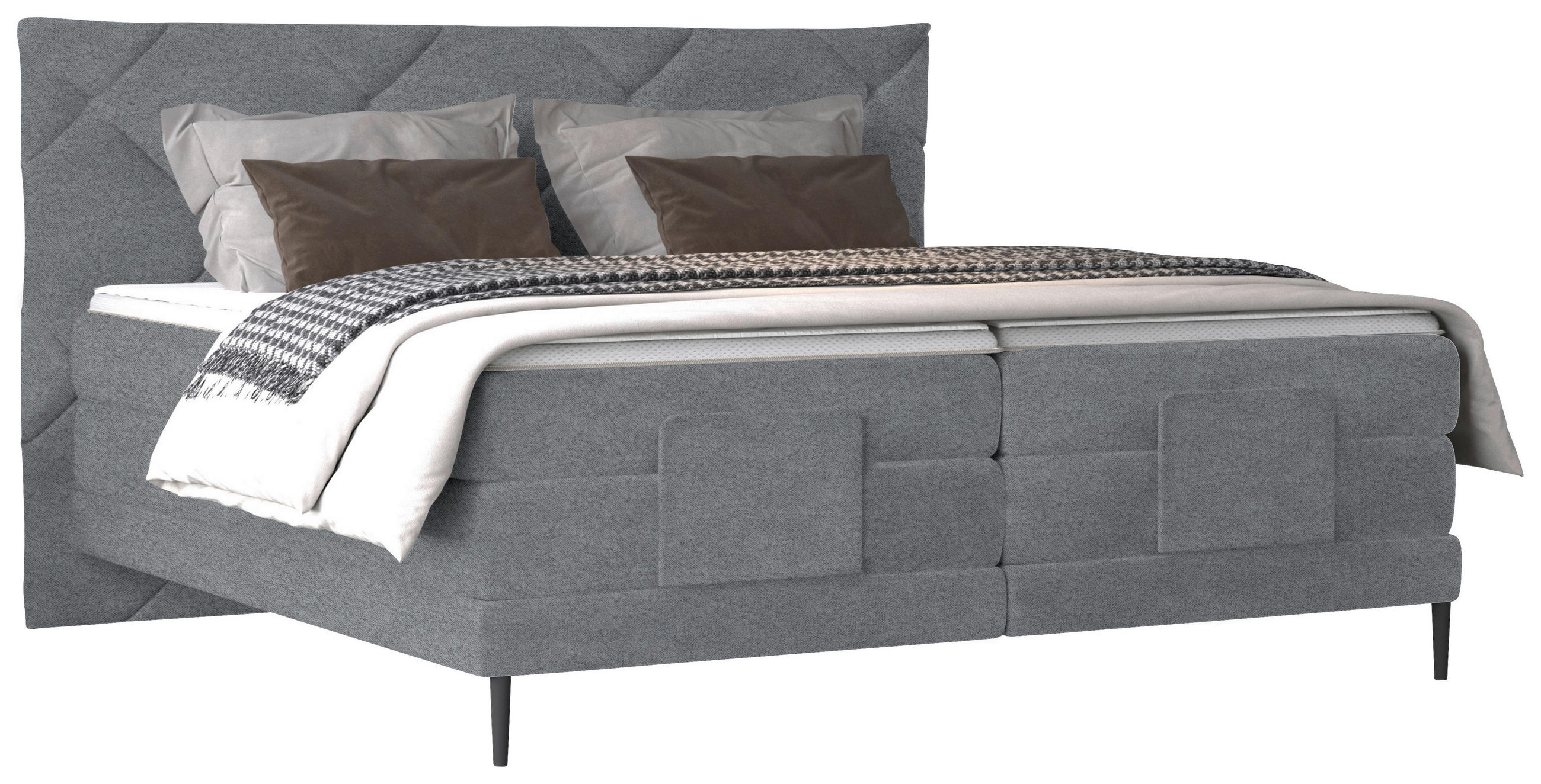 LIT BOXSPRING 180/200 cm  in Blaugrau  - Blaugrau/Schwarz, Konventionell, Textil/Metall (180/200cm) - Esposa