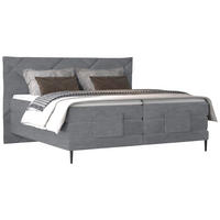 BOXSPRINGBETT 180/200 cm  in Blaugrau  - Blaugrau/Schwarz, Konventionell, Textil/Metall (180/200cm) - Esposa