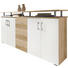 KOMMODE Eichefarben, Weiß - Eichefarben/Silberfarben, KONVENTIONELL, Holzwerkstoff/Kunststoff (177/91/39cm) - Carryhome