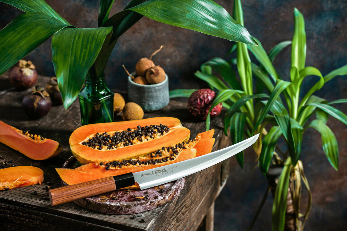 KUHARSKI NOŽ  OKINAWA        39 cm    nerjaveče jeklo - srebrne barve/črna, Basics, kovina/umetna masa (39cm) - Samura