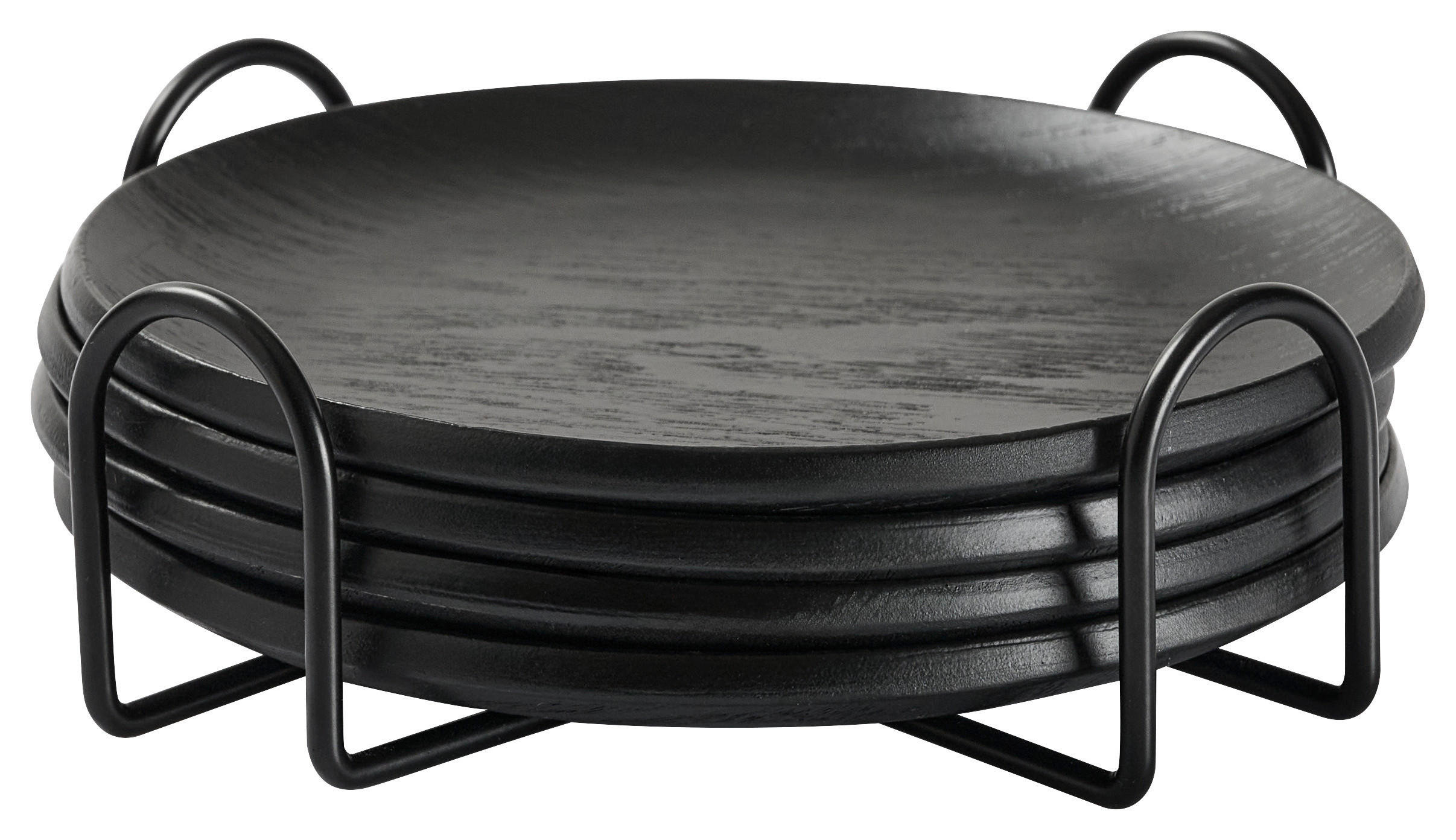 Suport 5 piese  - negru, Design, lemn/metal - Novel