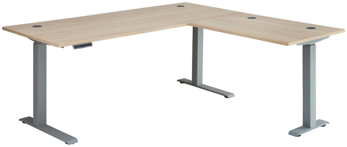 ECKSCHREIBTISCH 185/177/72-120 cm  in Eichefarben  - Eichefarben/Silberfarben, KONVENTIONELL, Holzwerkstoff (185/177/72-120cm) - Stylife