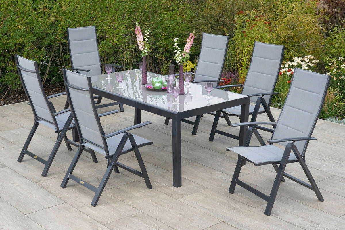 GARTENTISCH Metall Graphitfarben rechteckig  - Graphitfarben, MODERN, Glas/Metall (190/100/75cm) - Gardenson