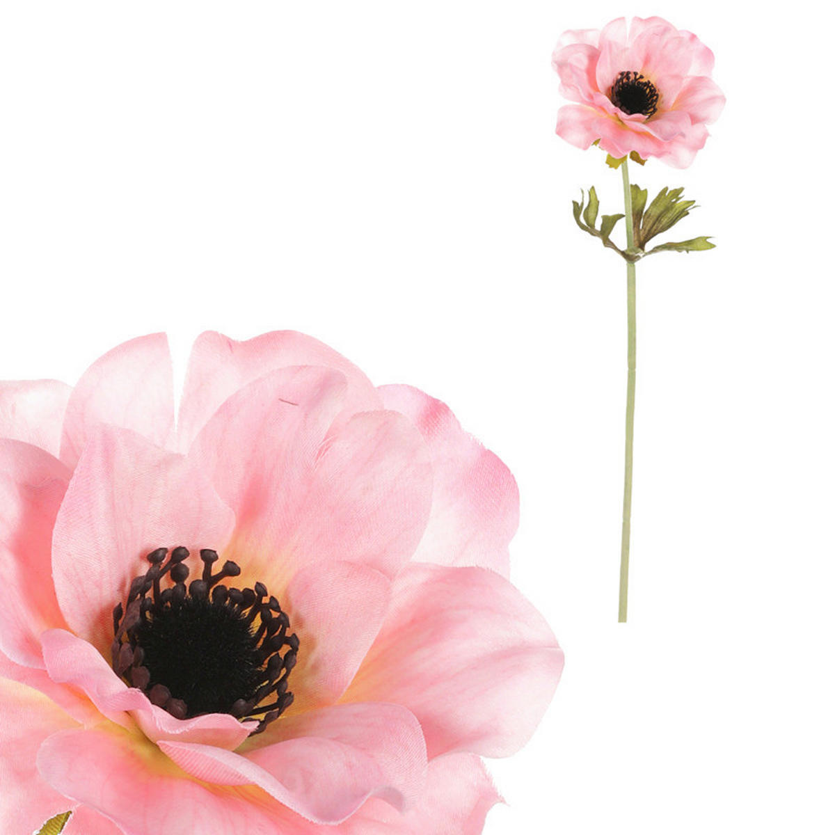 UMĚLÁ KVĚTINA 35 cm - modrá/pink, Romantický / Rustikální, textil (35cm)