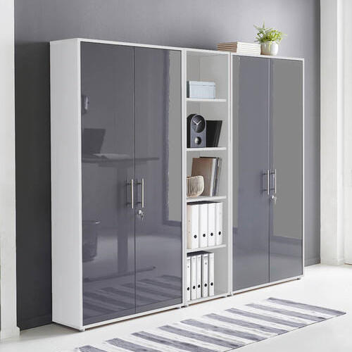 AKTENSCHRANK Weiß, Anthrazit Hochglanz  - Anthrazit Hochglanz/Weiß, MODERN, Holzwerkstoff (212,9/185,6/33cm) - MID.YOU