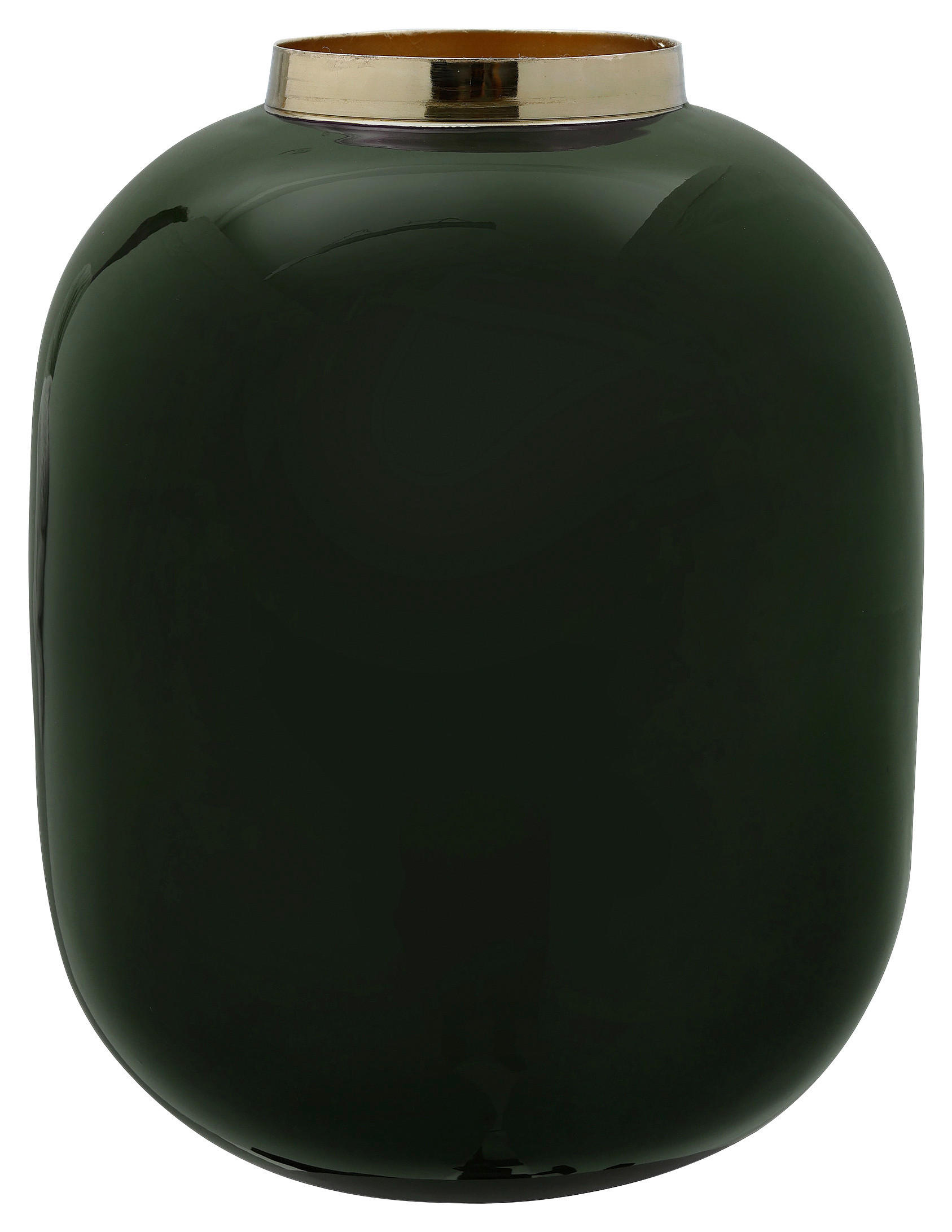 VASE 20 cm  - Dunkelgrün/Goldfarben, Trend, Metall (16,5/16,5/20cm) - Kayoom