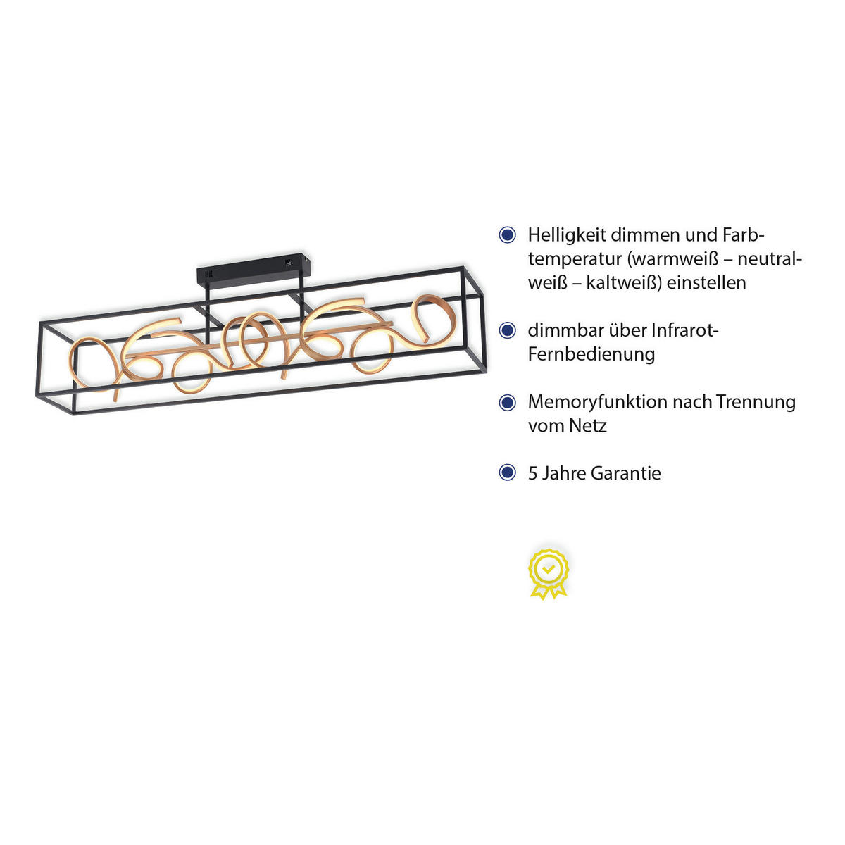 Plafonieră Cu Led - negru, Design, plastic/metal (110/20/31,5cm) - Paul Neuhaus
