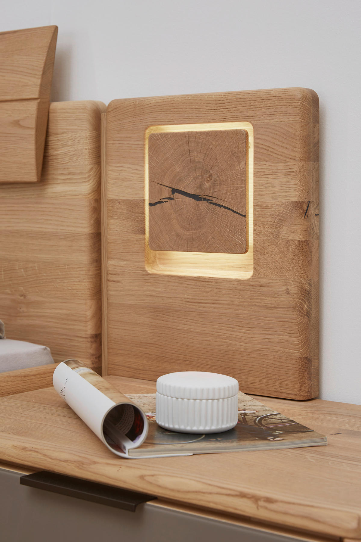 SCHLAFZIMMER Grau, Eichefarben  - Eichefarben/Grau, Design, Glas/Holz (180/200cm) - Valnatura