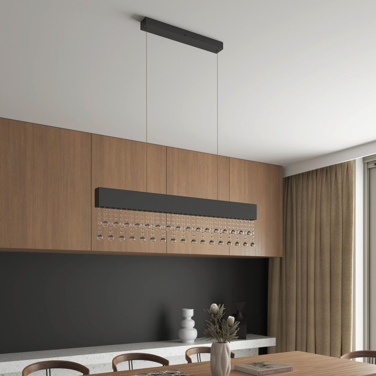 LED-HÄNGELEUCHTE 100/7/120 cm    - Transparent, Design, Glas/Metall (100/7/120cm) - Novel