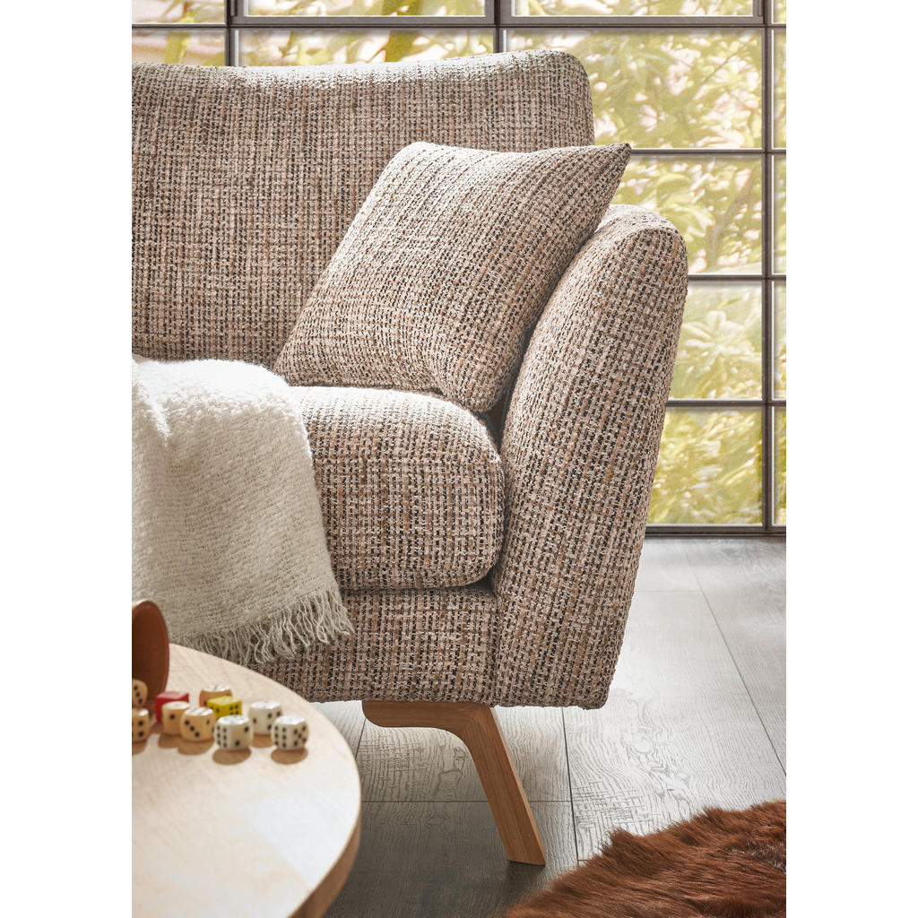 Thumbnail - SetOne by Musterring Ecksofa, Beige, Textil, Eiche, massiv, 3-Sitzer, Füllung: Kaltschaum, Silikon,Silikon, Ottomane lin...