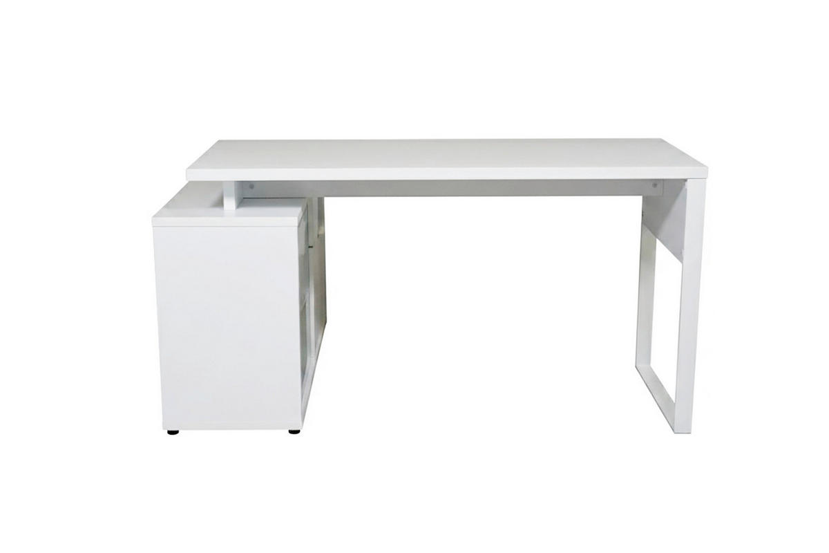 ECKSCHREIBTISCH 150/120/76 cm Weiß Kabeldurchlass, Stauraum, seitenverkehrt montierbar  - Weiß, MODERN, Holzwerkstoff/Metall (150/120/76cm) - MID.YOU