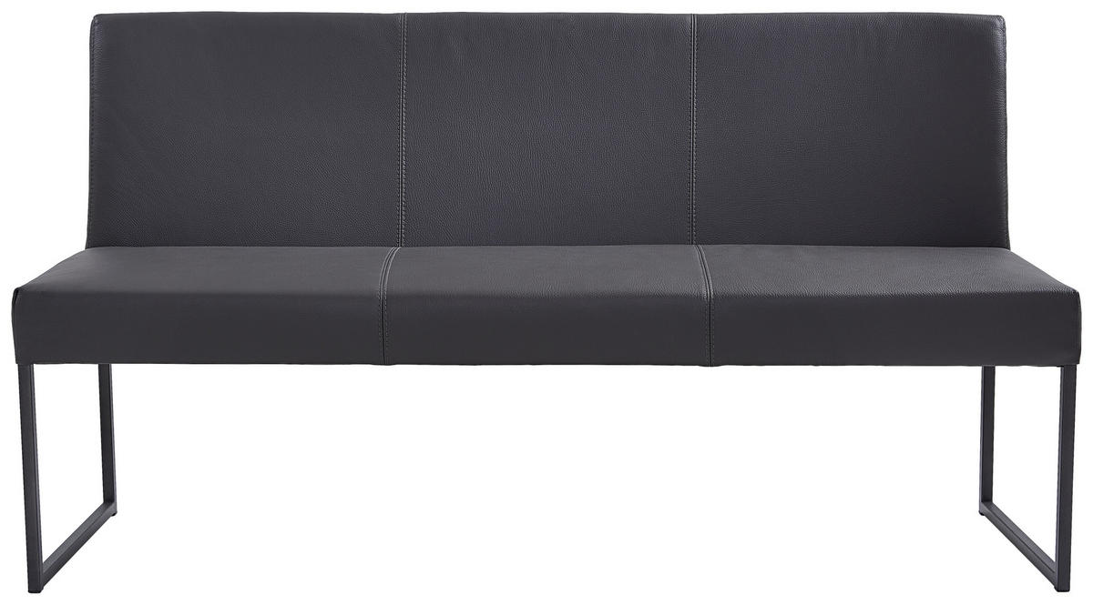 SITZBANK 160/86/62 cm Echtleder Dunkelgrau Metall  - Dunkelgrau/Anthrazit, Design, Leder/Metall (160/86/62cm) - Musterring
