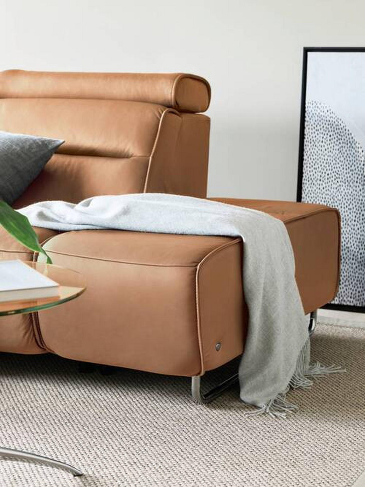 ECKSOFA in Echtleder Cognac  - Chromfarben/Cognac, Natur, Leder/Metall (184/248cm) - Stressless