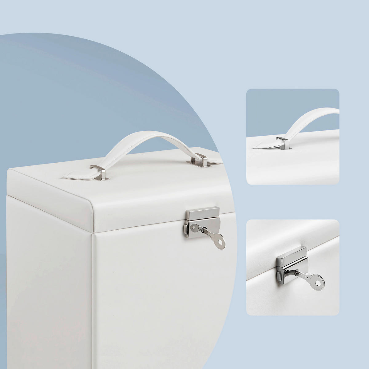 SCHMUCKKÄSTCHEN - Beige/Weiß, Trend, Leder/Holzwerkstoff (22,5/16,5/17,5cm) - Boxxx