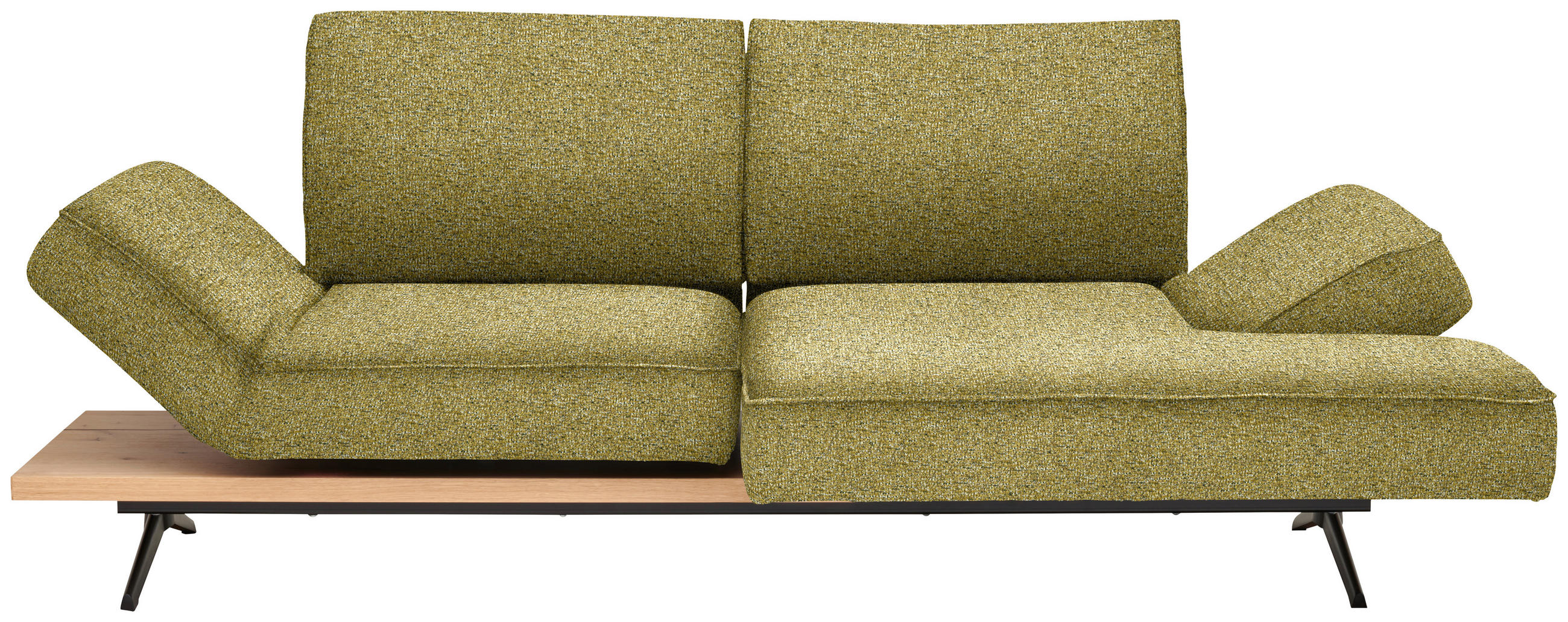 ECKSOFA Chenille Grün, Goldfarben  - Goldfarben/Schwarz, Design, Holz/Textil (240/132cm) - Koinor