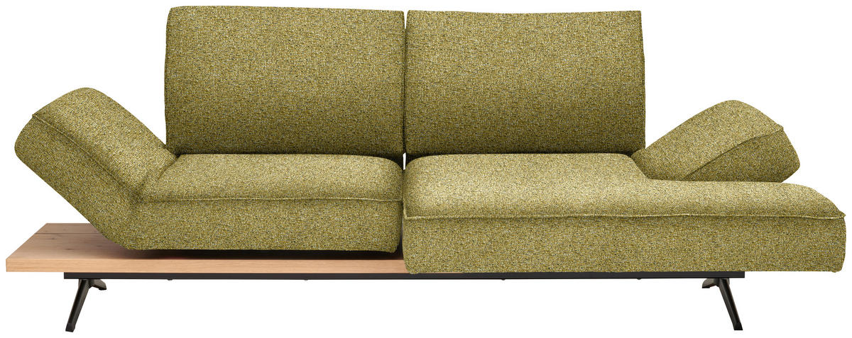 ECKSOFA Chenille Grün, Goldfarben  - Goldfarben/Schwarz, Design, Holz/Textil (240/132cm) - Koinor