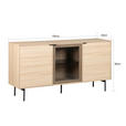 SIDEBOARD  150/80/40 cm  - Eichefarben/Schwarz, KONVENTIONELL, Glas/Holzwerkstoff (150/80/40cm) - Xora