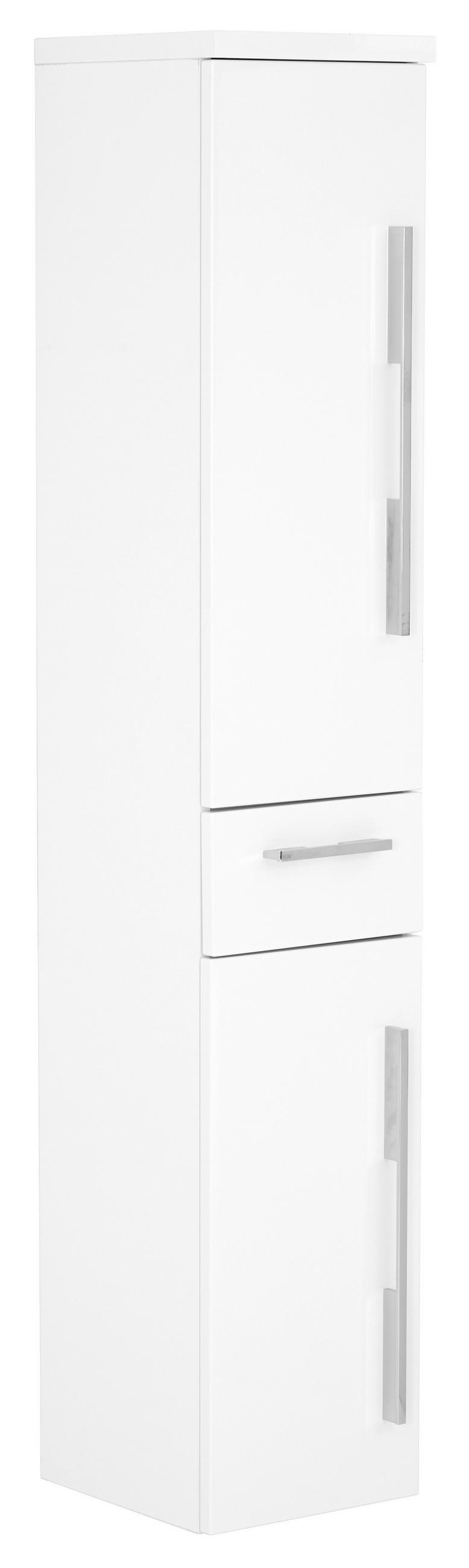 HOCHSCHRANK 30/162,8/33 cm  - Chromfarben/Weiß, KONVENTIONELL, Glas/Holzwerkstoff (30/162,8/33cm) - Dieter Knoll