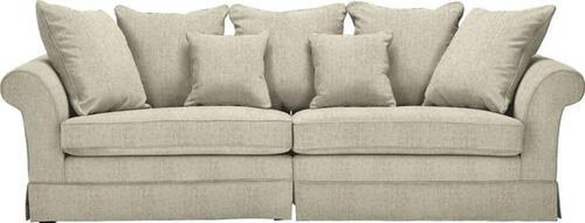 BIG SOFFA i flatväv beige  - beige/mörkbrun, Trend, trä/textil (264/70/111cm) - MID.YOU