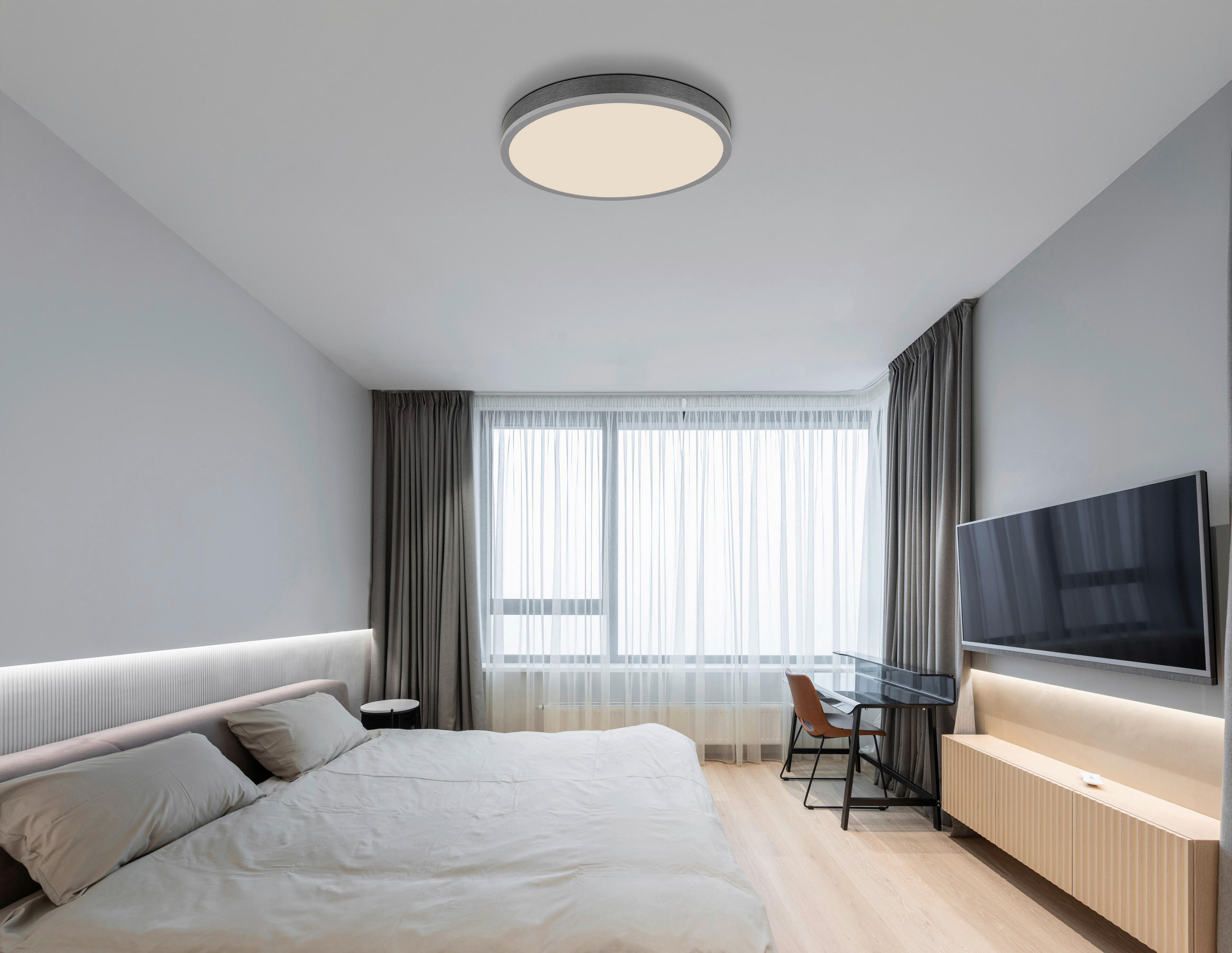 LED-DECKENLEUCHTE  45/8,5 cm    - Weiss/Dunkelgrau, Basics, Kunststoff/Metall (45/8,5cm) - Globo
