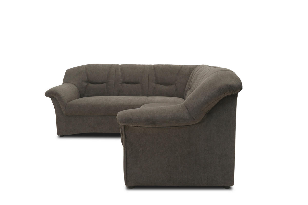 ECKSOFA Greige Mikrofaser  - Greige/Schwarz, KONVENTIONELL, Kunststoff/Textil (190/240cm) - MID.YOU