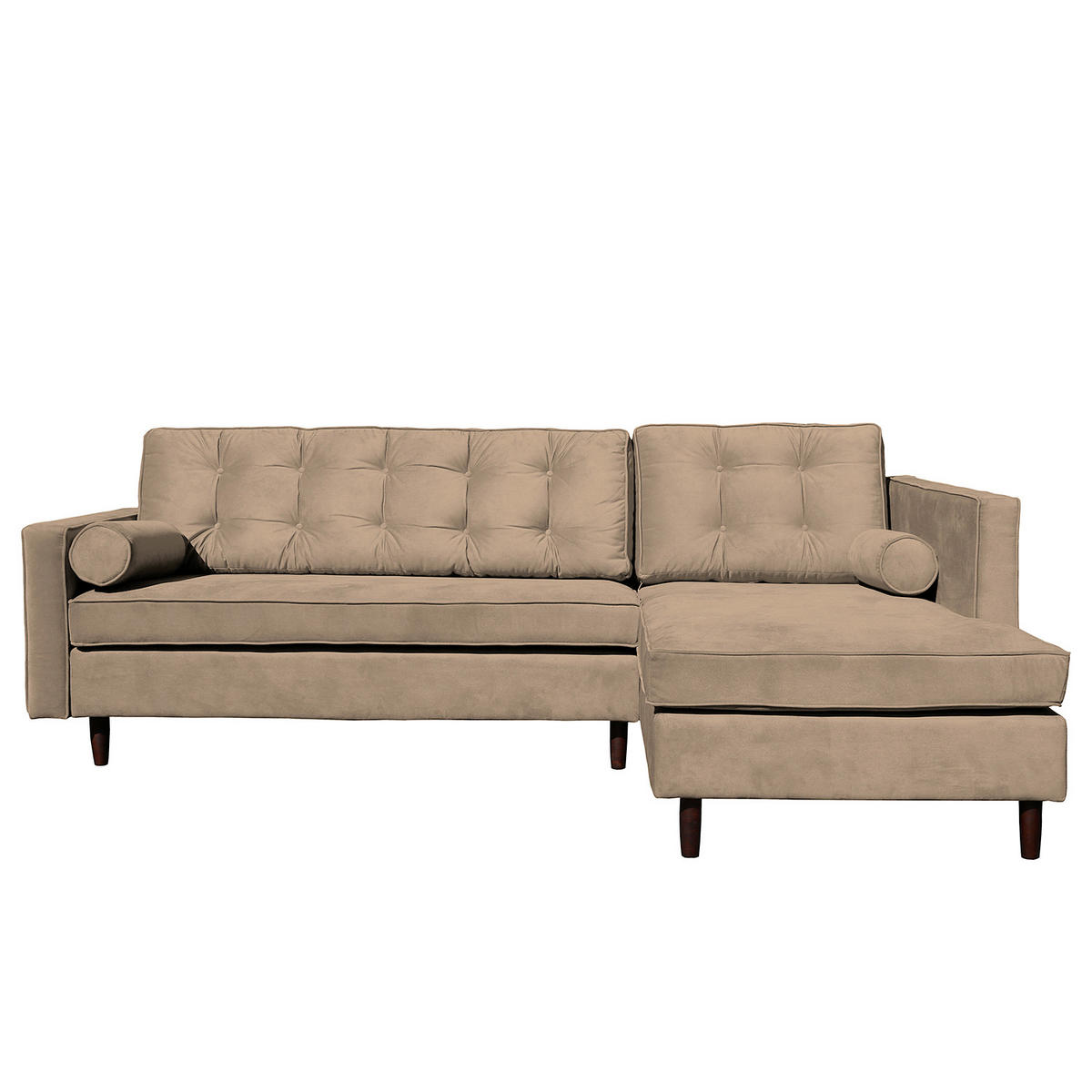 ECKSOFA VANCOUVER in Mikrofaser Hellbraun Zierkissen, Rückenkissen  240/169 cm  - Hellbraun/Braun, Design, Holz/Textil (240/169cm) - P & B