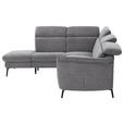ECKSOFA in Struktur Grau 235/275 cm - Schwarz/Grau, MODERN, Textil/Metall (235/275cm) - Cantus